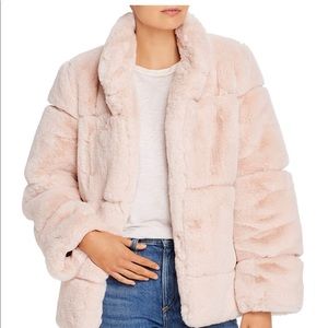 Sarah Grooved Faux Fur Teddy Coat, mauve